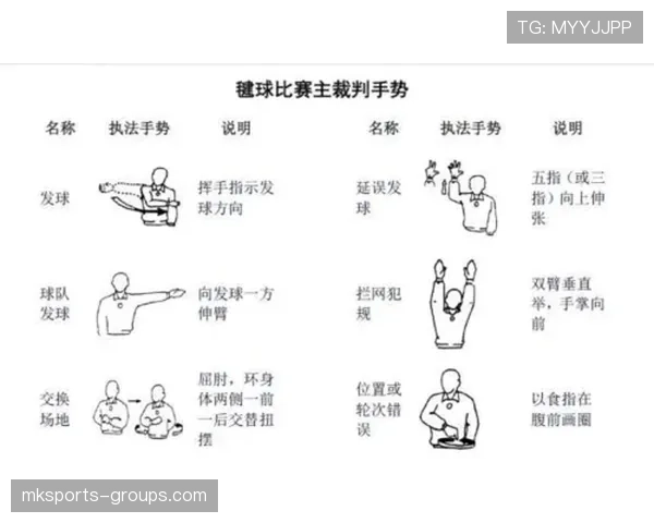 裁判手势在比赛中的含义与判罚对应说明